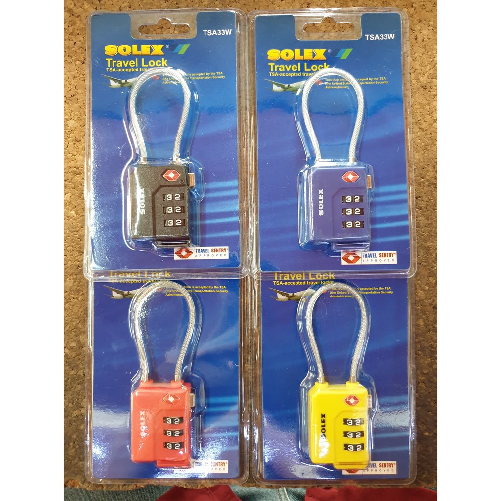 กุญแจรหัส-กุญแจล็อคกระเป๋าเดินทาง-solex-รุ่น-tsa-travel-lock-ของแท้-tsa-33-tsa-33w