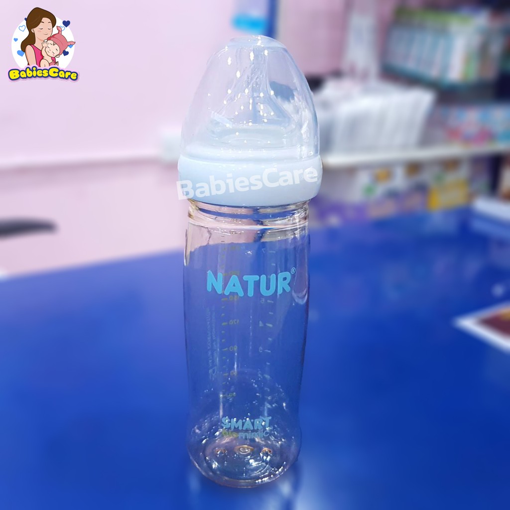 babiescare-natur-ขวดนมสีน้ำผึ้ง-สมาร์ทไบโอมิมิค-pes-8oz-จุกนมไซร์l-8รู