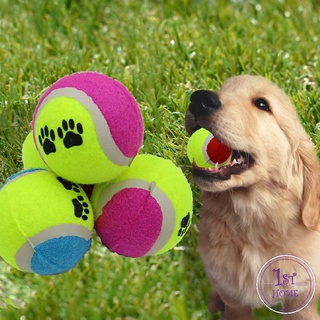 ลูกบอลฝึกสุนัขและแมว ลูกเทนนิสสำหรับสัตว์เลี้ยง โยนเล่นกับสุนัข จัดส่งคละสี  Pet plush tennis