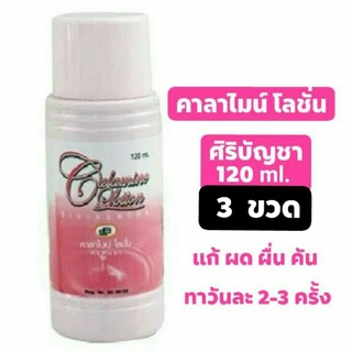 ภาพขนาดย่อของสินค้า(3 ขวด ขนาด 120 ml. ) คาลาไมน์ โลชั่น ศิริบัญชา Calamine Lotion Siribuncha บรรเทาอาการ ผด ผื่น คัน