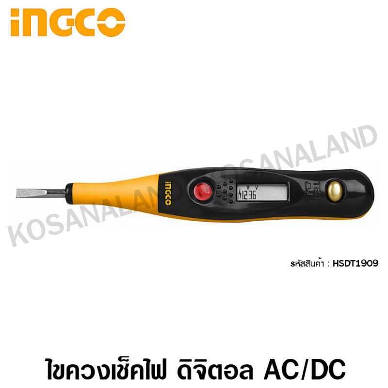 INGCO ไขควงเช็คไฟ ดิจิตอล ขนาด 5.1/4 นิ้ว (4 x 133 มม.) รุ่น HSDT1909 (  Digital Test Pencil ) ไขควงลองไฟ