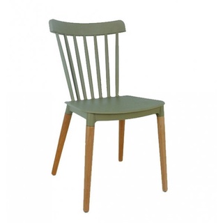 Bighot Pulito เก้าอี้พลาสติกขาไม้  ขนาด 54x43x84ซม.  PP-687-GR03 สีเบจ