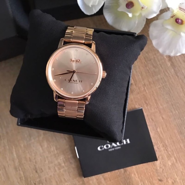 แท้100-coach-grand-rose-gold-tone-dial-ladies-watch