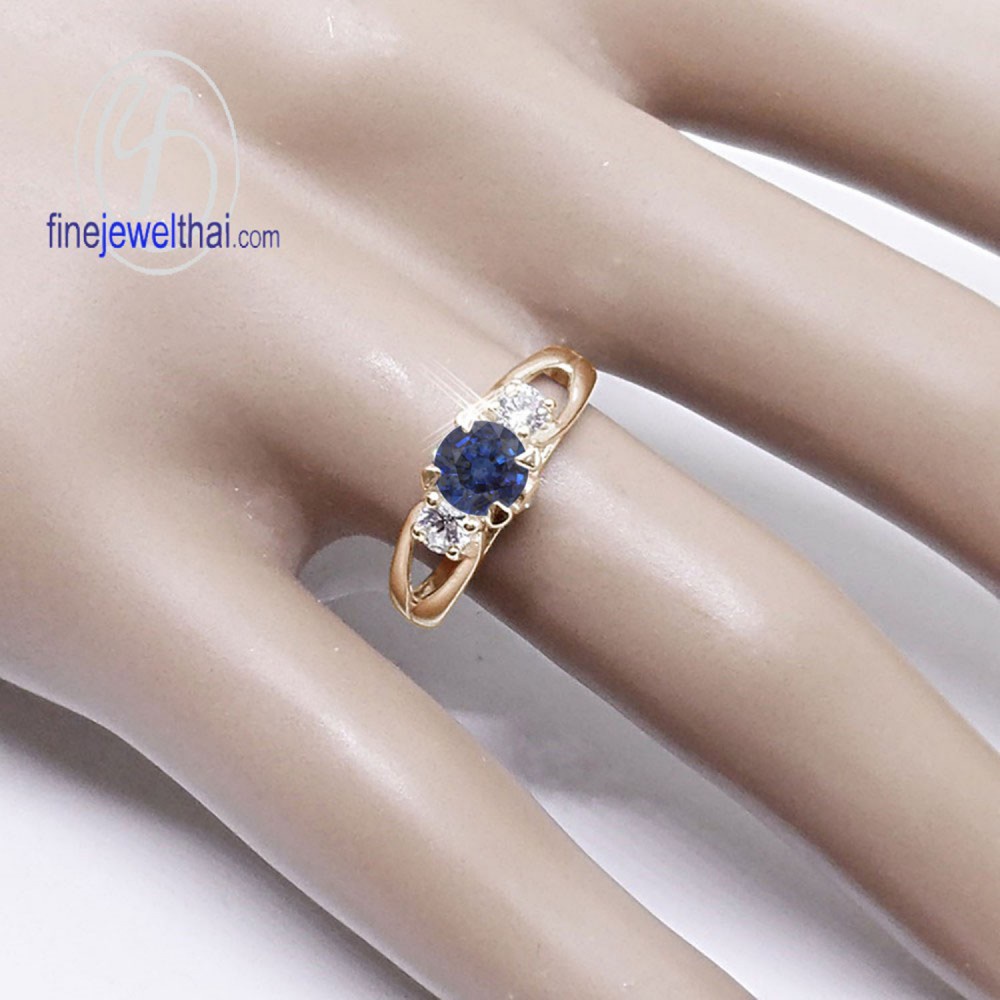 finejewelthai-แหวนไพลิน-ไพลิน-เพชรcz-แหวนเงินแท้-แหวนพลอย-blue-sapphire-silver-ring-r1224bl-เลือกสีตัวเรือนได้