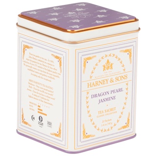 Harney&amp;Sons Dragon Pearl Jasmine ชาขาว ชาดำ ดอกมะลิม้วนเป็นไข่มุก ใบชาค่อยๆบานออก (1 tin 20 sachets)