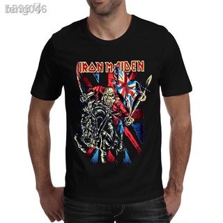 ✱☏▦✙▼┅เสื้อยืดลำลองผู้ชาย Iron Maiden Rock Band Black Graphic tees Oversized Short Sleeve