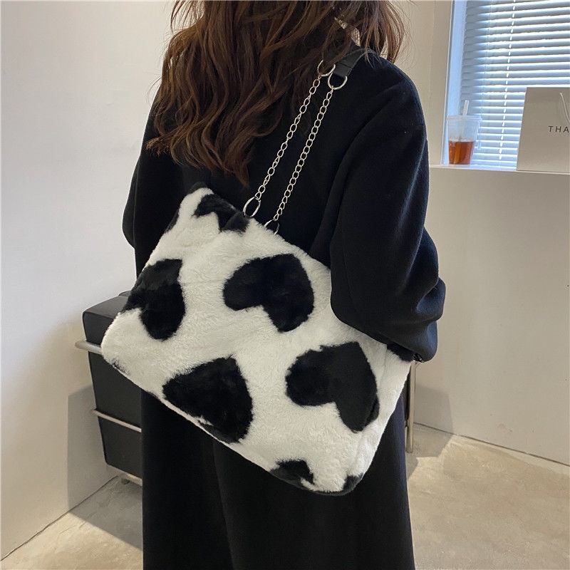 hot-sale-large-capacity-bag-2021-new-bag-womens-bag-fashion-shoulder-bag-furry-bag-กระเป๋าเดินทาง-tote-bag