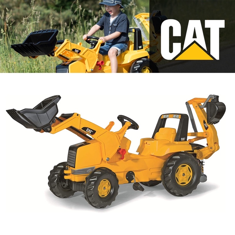 นำเข้า-รถแทรกเตอร์เด็ก-รถตักดินเด็ก-2-หัว-สามารถเล่นพร้อมกันได้2คน-cat-construction-pedal-tractor-backhoe-loader