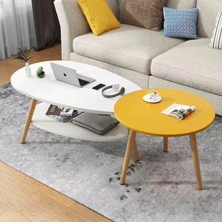 โต๊ะกลางโซฟา โต๊ะกาแฟ 2ตัวต่อกันรูปทรงกลม โต๊ะรับแขก 2ชั้น สไตล์โมเดิร์น แข็งแรง โต๊ะหน้าโซฟา