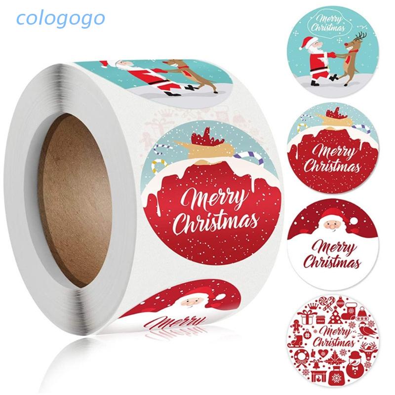 colo-สติ๊กเกอร์-merry-christmas-สําหรับติดตกแต่งซองจดหมาย-500-ชิ้น-ม้วน