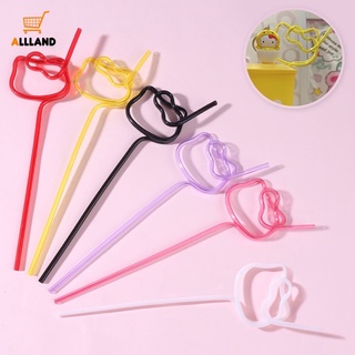 Kawaii หลอดดูดน้ําพลาสติก PET รูปหัวแมว ใช้ซ้ําได้ สําหรับกาแฟ น้ําผลไม้ ชา