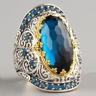 แหวนเพชรแหวนเพชรแหวนเงินแหวนแต่งงานแหวนเกลี้ยง Sapphire Gem Ring Silver Ring