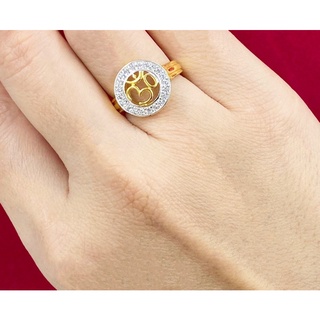 แหวนโอม🕉เสริมความร่ำรวย โชคลาภ ความสำเร็จ แหวนเพชร แหวนทอง2สลึง [N275] แหวนทองชุบ