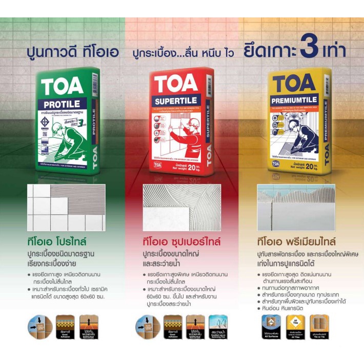 TOA SuperTile กาวซีเมนต์ ทีโอเอ ซุปเปอร์ไทล์ (20 กก.) กาวซีเมนต์ปู ...