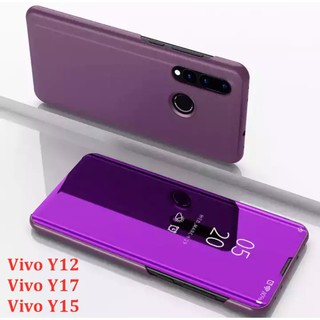 ส่งจากไทย เคสเปิดปิดเงา Case Vivo Y12 / Y17 / Y15 2020  เคสฝาเปิดปิดเงา กรณีสมาร์ทฝาครอบกระจกแบบตั้งเคสโทรศัพท์ฝาหลัง