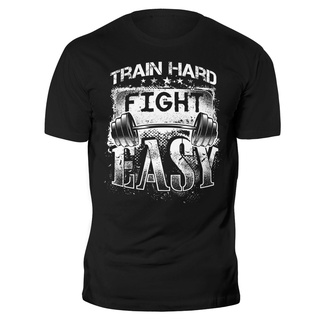 Spot Hot Sale Train Hard Fight Easy Fighter Gym Mma Ufc Boxing Club Workout Motivation Pure Cotton Comfortable MenS T-S