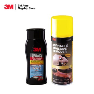 3M ผลิตภัณฑ์เคลือบกระจกป้องกันหยดน้ำเกาะ Glass Coat Windshield ขนาด 200มล. PN08889LT + PN9886 ผลิตภัณฑ์ ลบคราบยางมะตอย