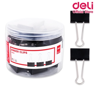 Deli 8562A Binder Clips 51mm คลิปหนีบกระดาษ ขนาด 41 mm แพ็ค 24 ชิ้น/กระปุก คลิป คลิปดำ อุปกรณ์สำนักงาน เครื่องเขียน อุปกรณ์การเรียน คลิปหนีบกระดาษสีดำ