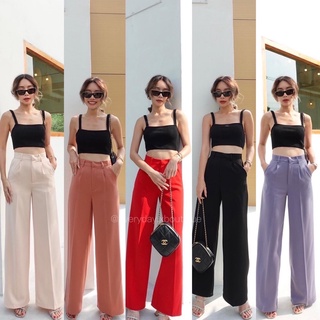 LOON PANTS🍸(390฿ฟรีส่ง) สินค้าใหม่!! กางเกงขายาวเอวสูง ซิปหน้าตะขอหน้า ดีเทลเป็นจีบล็อกเกล็ด พรางให้หุ่นเพรียว หูเข็มขัด