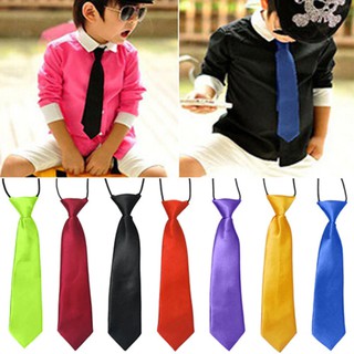 ราคาและรีวิวเนคไท เน็คไท สำหรับเด็ก School Boys Kids Children Baby Wedding Banquet Solid Colour Elastic Tie Necktie