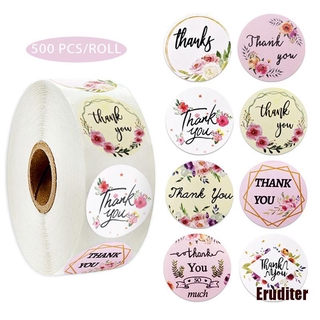 Eruditer สติกเกอร์ Thank You ลายดอกไม้ 500 ชิ้น / ม้วน สําหรับปิดผนึก