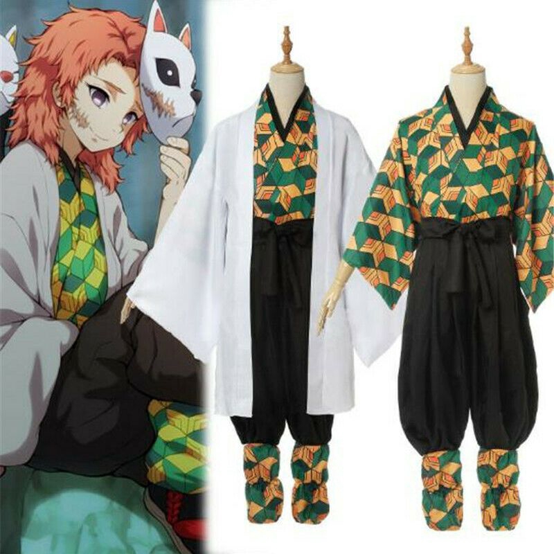ภาพหน้าปกสินค้าDemon Slayer Kimetsu no Yaiba Sabito Cosplay Costume Kimono Cloak Outfit FullSet จากร้าน haotongshop.th บน Shopee