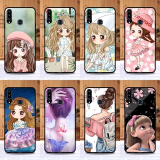 เคส Samsung A20s ลายการ์ตูนผู้หญิง ขอบนิ่มหลังแข็ง เคสมือถือ เคสโทรศัพท์ Case เคส TPU ขอบนิ่มหลังแข็ง ไม่ขูดตัวเครื่อง