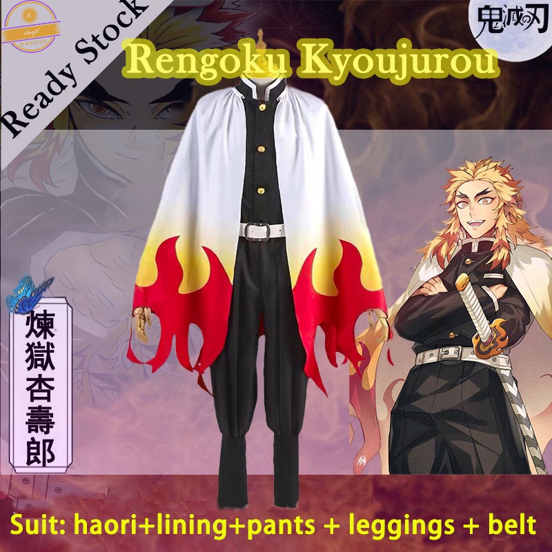 ภาพหน้าปกสินค้าชุดเครื่องแต่งกายคอสเพลย์ชุดกิโมโนสําหรับผู้ชาย Rengoku Kyoujurou's suits outfits Demon Slayer:Kimetsu no Yaiba Anime suits performance costume Kimono