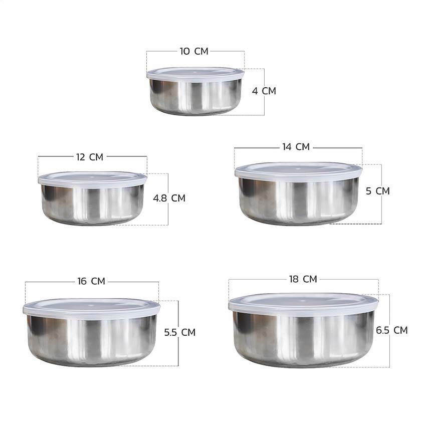 stainless-steamer-set-ชุดซึ้งนึ่ง-3-ชั้น-28-cm-หม้อแขก-5-ใบ-โถเงิน-5-ใบ-กระบวยไนล่อน