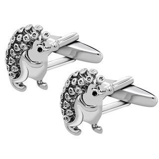 ANGELINO RUFOLO Cufflink(คัฟลิงค์) ดีไซน์ Porcupine กระดุมข้อมือคัฟลิ้งโรเดียมคุณภาพเยี่ยม สีเงิน