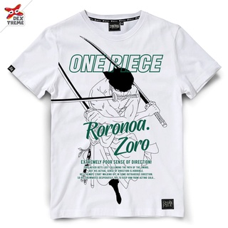 เสื้อยืดผ้าฝ้ายพิมพ์ลาย Dextreme เสื้อวันพีซ T-Shirt DOP-1493  One Piece ลาย โซโล Zoro มี สีขาว และ สีเขียว