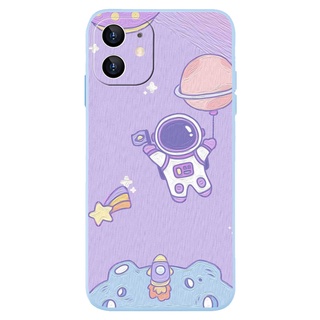 เคสโทรศัพท์มือถือแบบนิ่ม ผิวด้าน ลายนักบินอวกาศท้องฟ้ากลางคืน สีม่วง สําหรับ OPPO A53 A54 A55 A15 A16S A12 A12E A3S A5S A5 A73 A91 A92 A93 A94 A95 A75S