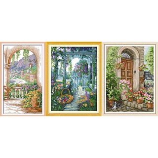 ชุดปักครอสติช ในสวนสวย (Garden gate cross stitch kit)