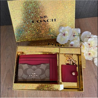 🎀 (สด-ผ่อน) กระเป๋าใส่บัตร แบบบาง เป็น set COACH C1752 BOXED XL MINI SKINNY ID CASE AND PICTURE BAG CHARM SET