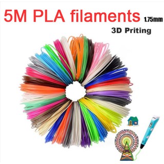 ❤5PCS 5M PLA 3D Pen Printer Filament 1.75mm high temperature Printing Supplies เครื่องพิมพ์ปากกา PLA 3D