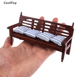 &lt; Cooltoy &gt; โซฟาจิ๋ว 1:12 พร้อมหมอน 4 ชิ้น สําหรับตกแต่งบ้านตุ๊กตา