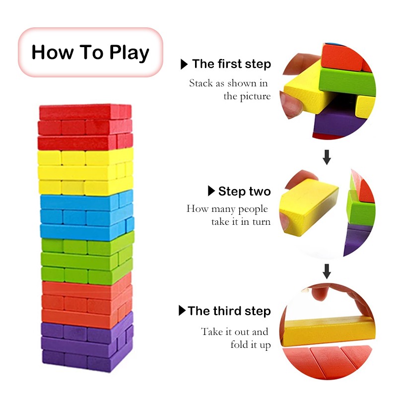 ของเล่นไม้-เกมจังก้า-ตัวต่อไม้ตึกถล่ม-54ชิ้น-พร้อมลูกเต๋า4ลูก-งานไม้-เกมส์ต่อตึก-ของเล่นเสริมจินตนาการเด็ก-คอนโดไม้