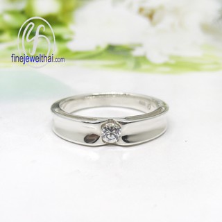 Finejewelthai แหวนเพชร-แหวนเงิน-เพชรสังเคราะห์-เงินแท้-แหวนหมั้น-แหวนแต่งงาน-Diamond CZ-Silver-Wedding-Ring - R1240cz