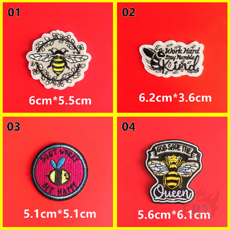 แผ่นรีดติดเสื้อ-ลาย-dont-worry-bee-happy-iron-on-แผ่นแพทช์รีดติดเสื้อ-diy-1-ชิ้น