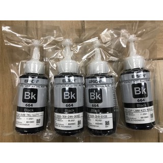 หมึก Epson​ 664 ของแท้💯% BK set 4 ขวด NoBox L-Series Epson  L110/ 120/ 200/ 210/ 220/ 300/ 310/ 350/ 355/ 360/ 365/ 380