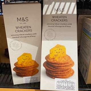 ขนมปังอบกรอบWHEATEN CRACKERS : SAVOURY WHAET CRACKERS WITH TOASTED WHEATGERM AND WHEAT BRAN M&amp;S