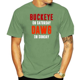 เสื้อยืด พิมพ์ลาย Ohio Columbus Buckeye On Saturday Dawg On Sunday สไตล์สตรีท ฮาราจูกุ สําหรับผู้ชายS-5XL