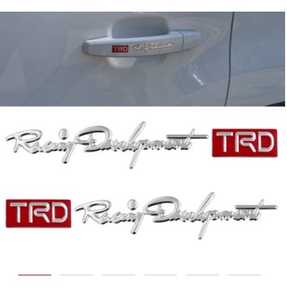 🇹🇭 TRD สติ๊กเกอร์ 3D ใช้สำหรับตกแต่งรถ ตามมือจับ กระจกมองข้าง ท้ายรถ {4×11cm.} / 1ซองมี 2 ชิ้น