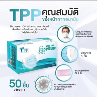 หน้ากากอนามัยTPP Surgical Mask 50 ชิ้น