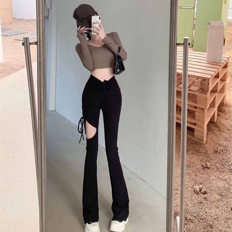 hot-sale-2022-new-casual-pants-womens-high-waist-slim-fit-slim-hollow-flared-pants-design-slipping-pants