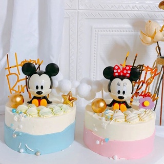 ของเล่นฟิกเกอร์ Disney Mickey and Minnie น่ารัก สําหรับตกแต่งเค้กวันเกิดเด็ก