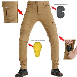 กางเกงขี่มอเตอร์ไซค์ กางเกงมีการ์ด กางเกงยีนส์ผ้ายืด พร้อมการ์ดฟรี 4 จุด   เข่าและสะโพก ขายถูกกว่าโรงงาน MK02