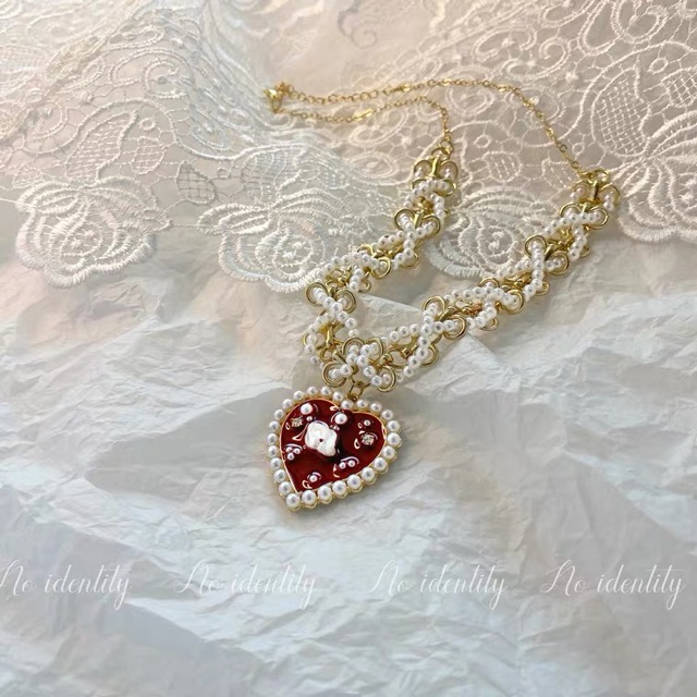 sale-สร้อยคอไข่มุกหัวใจ-heart-pearl-necklace-พร้อมส่ง