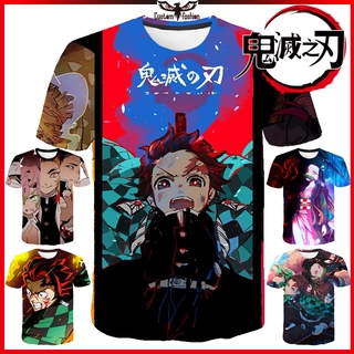 【CustomFashion】เสื้อยืด พิมพ์ลายการ์ตูนอนิเมะ Demon Slayer Kimetsu No Yaiba 3D สไตล์ฮิปฮอป พลัสไซซ์ สําหรับผู้ชาย และผู้หญิง