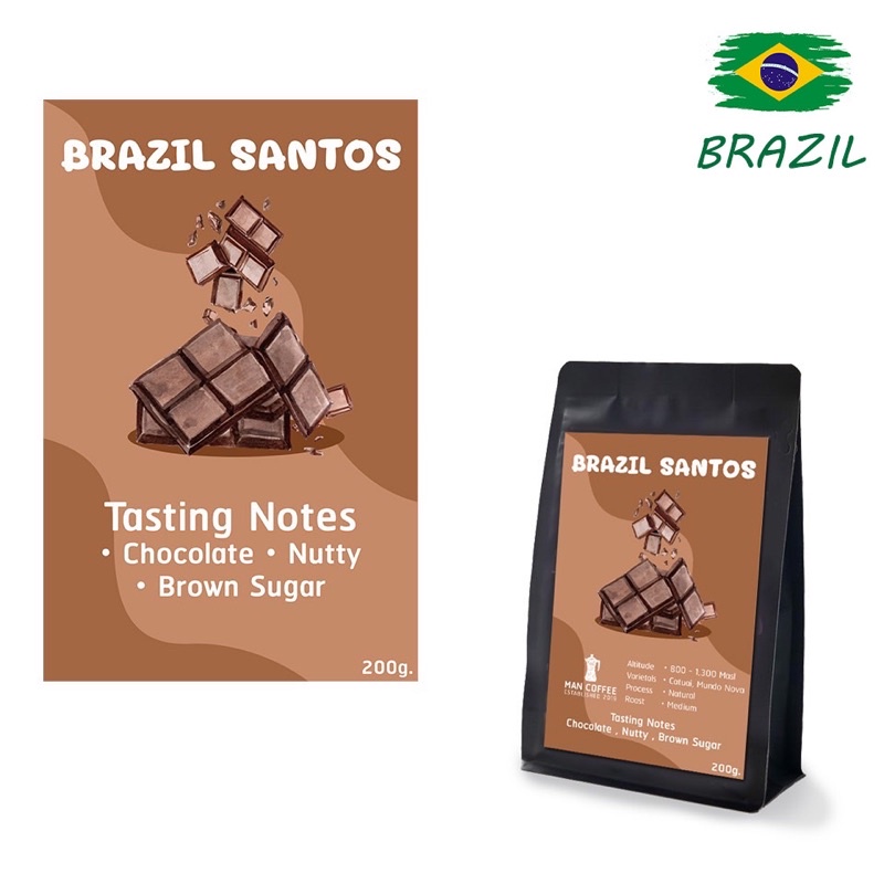 ภาพหน้าปกสินค้าเมล็ดกาแฟ บราซิล Brazil Santos(คั่วกลางmedium)(200กรัม)และ(500กรัม) จากร้าน man_coffee_2019 บน Shopee